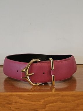 Vintage Christian Dior Leather Belt  with MCM Gold Buckle - Size L